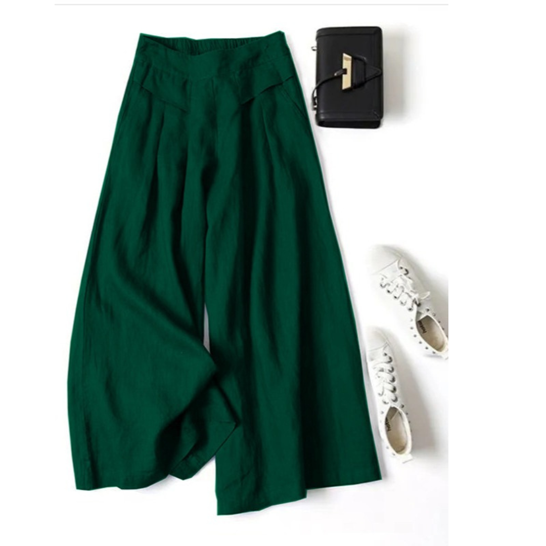 Amanda | Linen Japanese & Korean Wide-Leg Cropped Trousers