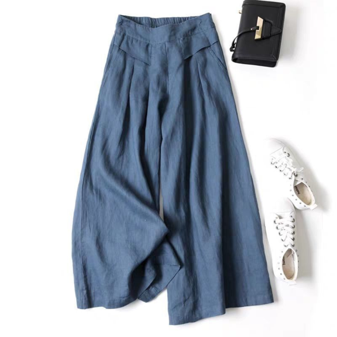 Amanda | Linen Japanese & Korean Wide-Leg Cropped Trousers