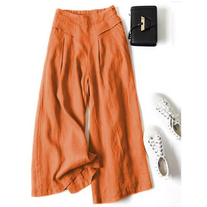Amanda | Linen Japanese & Korean Wide-Leg Cropped Trousers