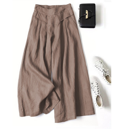 Amanda | Linen Japanese & Korean Wide-Leg Cropped Trousers