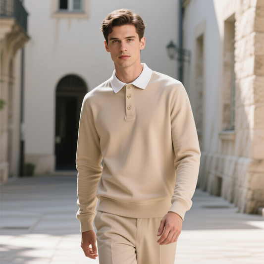 Austin | Long-Sleeved Polo Collar Sweatshirt